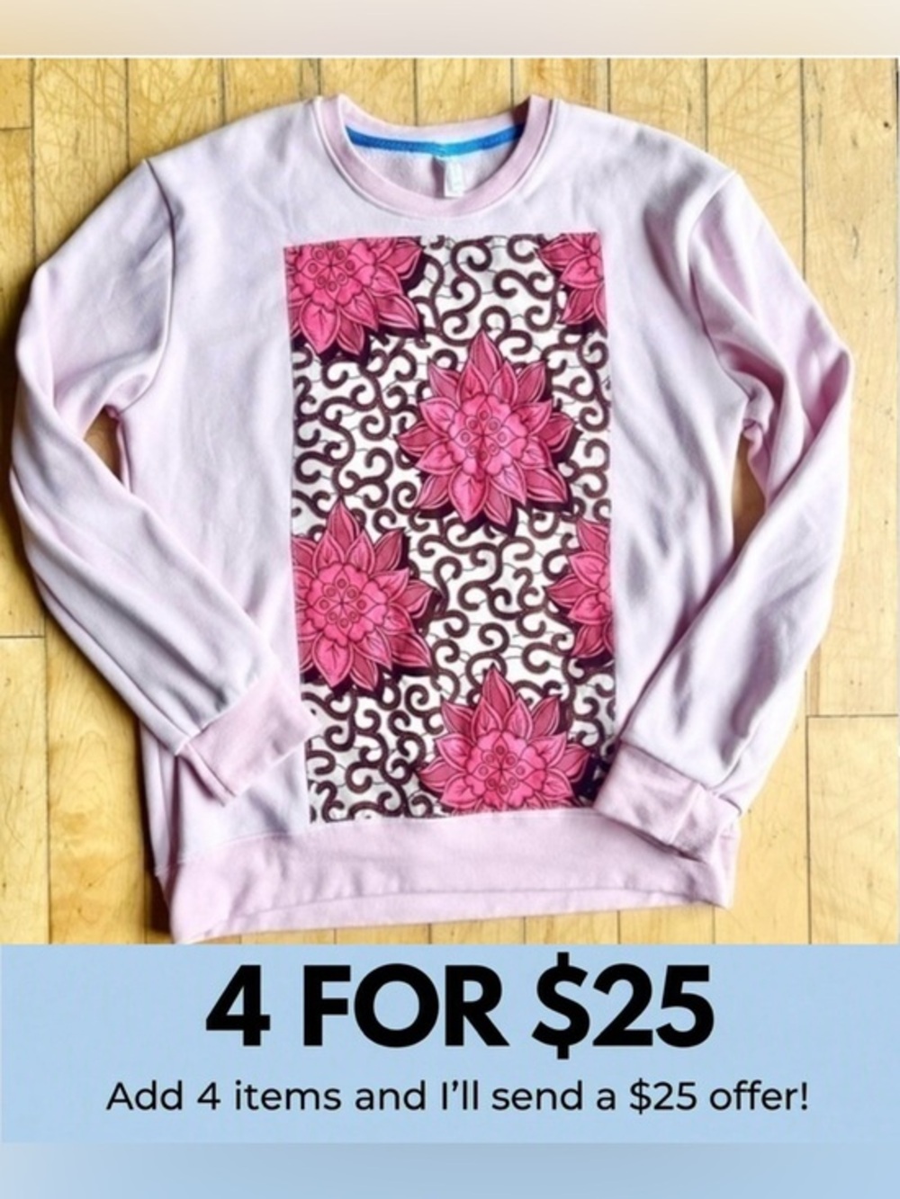 Vibrant Pink Floral Sweatshirt by MY, Size XXL